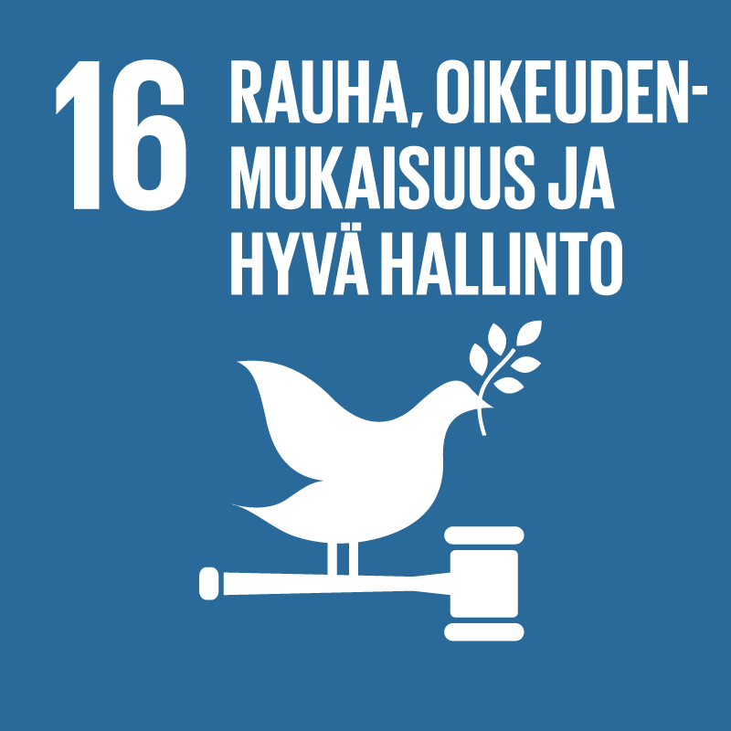Rauha, oikeudenmukaisuus ja hyvä hallinto (SDG 16)